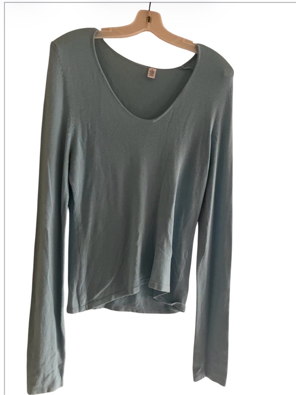 Light Blue Women's Long Sleeve V-Neck Top